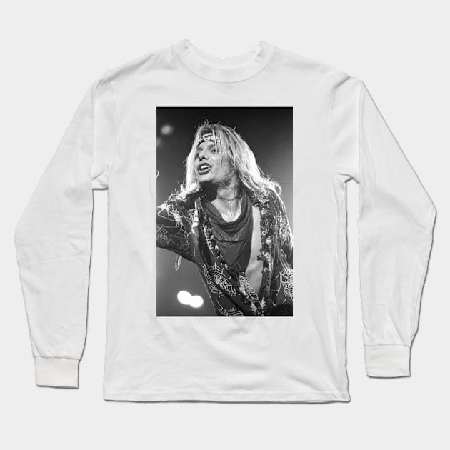 Vince Neil BW Photograph Long Sleeve T-Shirt by Concert Photos